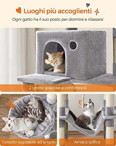 Feandrea - Albero tiragraffi per gatti [206 cm, 5 livelli]