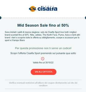Cisalfa - Mid Season Sale fino al 50% (Ritiro in negozio GRATUITO)
