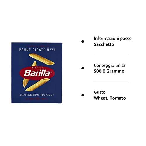 Barilla Pasta Penne Rigate N.73, 500g [Minimo 6]