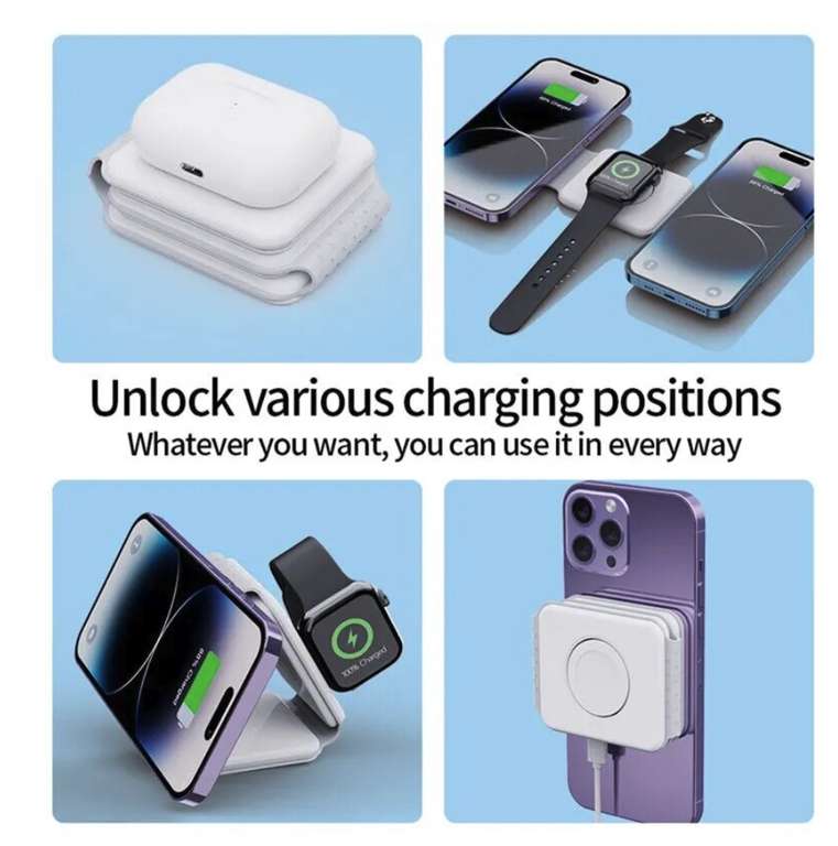 Caricabatterie magnetico Wireless 3 in 1 | Per iPhone, Airpods e IWatch con ricarica rapida