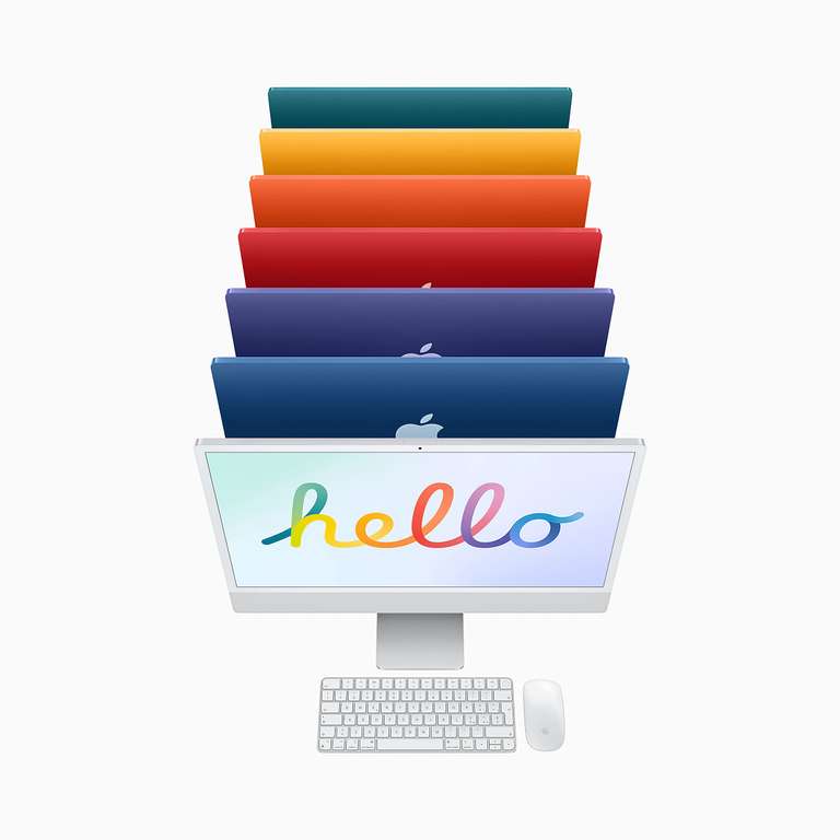 Apple 2021 Computer desktop all-in-one iMac con chip M1: [CPU 8 core, GPU 8 8GB di RAM, 512GB]
