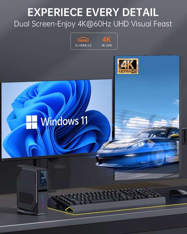Mini PC ACEMAGIC S1 con schermo LCD e Intel Alder Lake-Ν95 (fino a 3,4 GHz) [16GB/512GB, M.2]