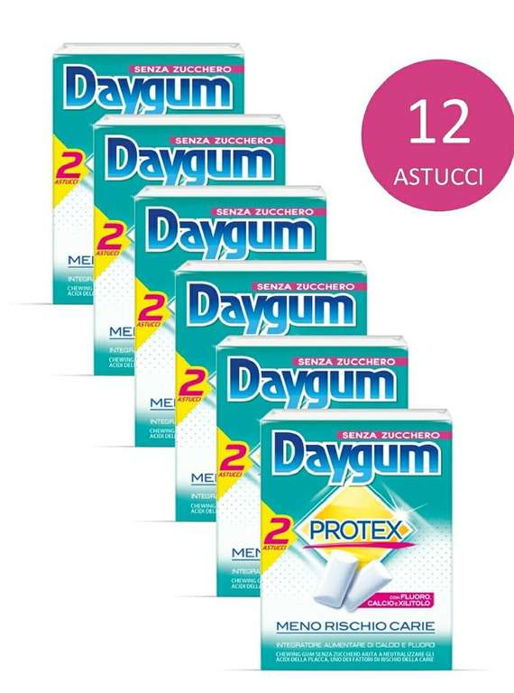 12 Astucci Daygum Protex Gomme da Masticare Senza Zucchero