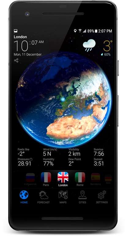 [Android] 3D Earth PRO - local forecast GRATIS