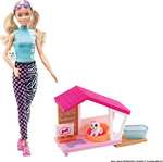 Set da gioco Barbie con 2 mini cuccioli, casetta per cani e accessori (bambola non inclusa)