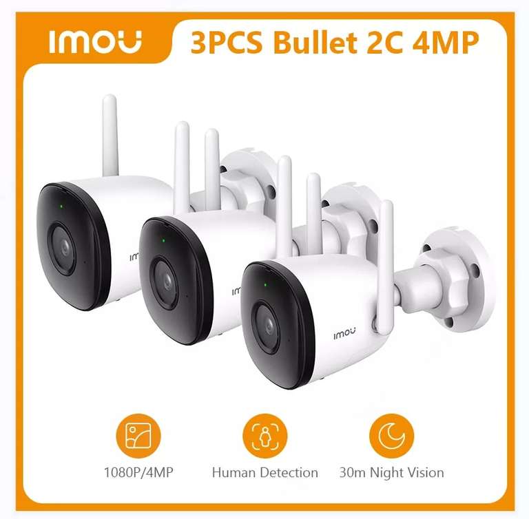 Kit di 3 Unità Telecamera di video sorveglianza - IMOU 3PCS Bullet 2C 4MP Wifi