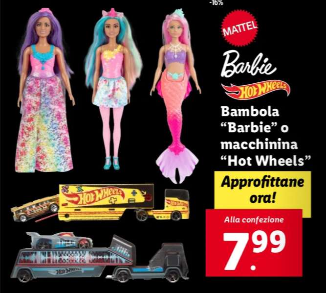 Barbie e Hot Wheels a solo 7,99 € da LIDL (17-19 novembre) »