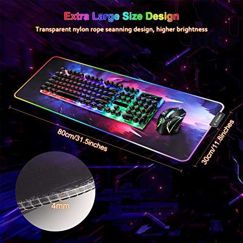 Tappetino per Mouse Gaming RGB XXL [RGB,800 x 300mm]