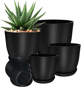 Utopia Home Vasi per piante da interno con drenaggio Confezione da 5 -(18-17-15-13-12 cm)