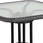 Tavolo da Patio Flash Furniture | Alluminio/Acciaio, Top Trasparente (rattan grigio, 1 confezione)