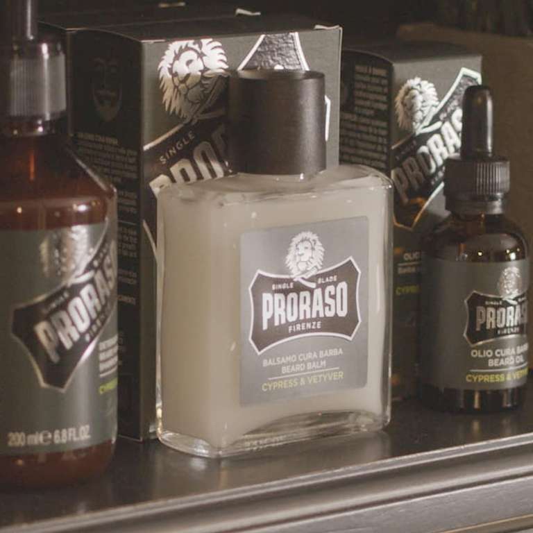 Proraso Set barba uomo Cypress and Vetyver [Shampoo da 200 ml, Olio 30 ml e Balsamo da 100 ml]