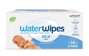 WaterWipes | Salviette Senza Plastica per Bebè - 540 Unità (9 confezioni x 60 salviette)