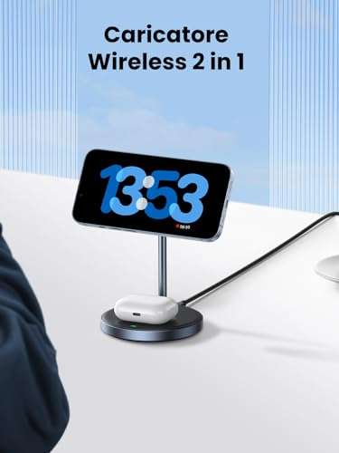 UGREEN Stazione di Ricarica Wireless2 in 1 per iPhone e AirPods