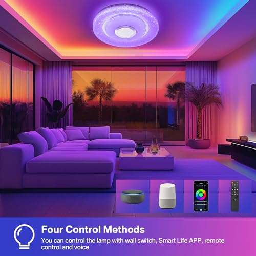Plafoniera LED Soffitto con Altoparlante Bluetooth: Illumina e Divertiti!