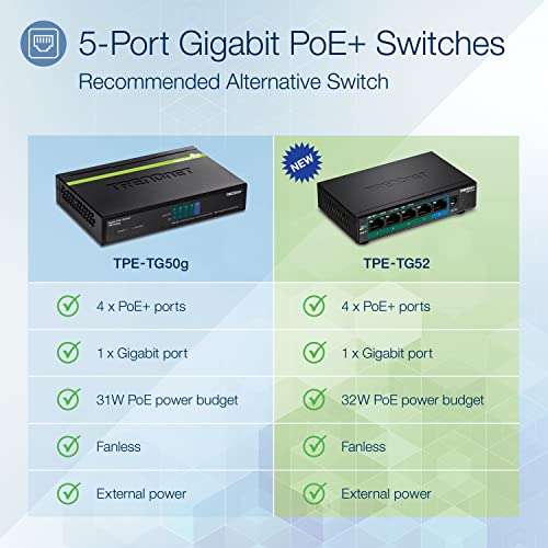TRENDnet Switch Gigabit PoE+ a 5 porte (32 W) - Prenotabile
