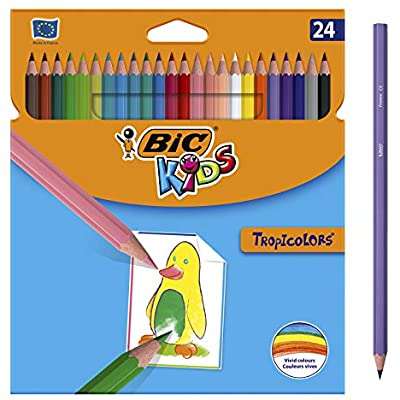 24 matite colorate Bic Kids Tropicolors senza Legno