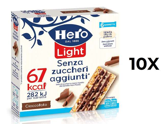 60x20gr Hero Light Barrette ai Cereali Cioccolato