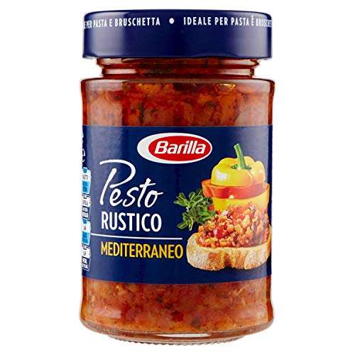 Barilla Sugo Pesto Rustico Mediterraneo, con Zucchine, Peperoni e Pomodori, Senza Glutine – 200 g