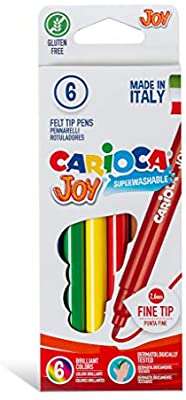Carioca Joy - 6 Pennarelli con punta fine in feltro, lavabili