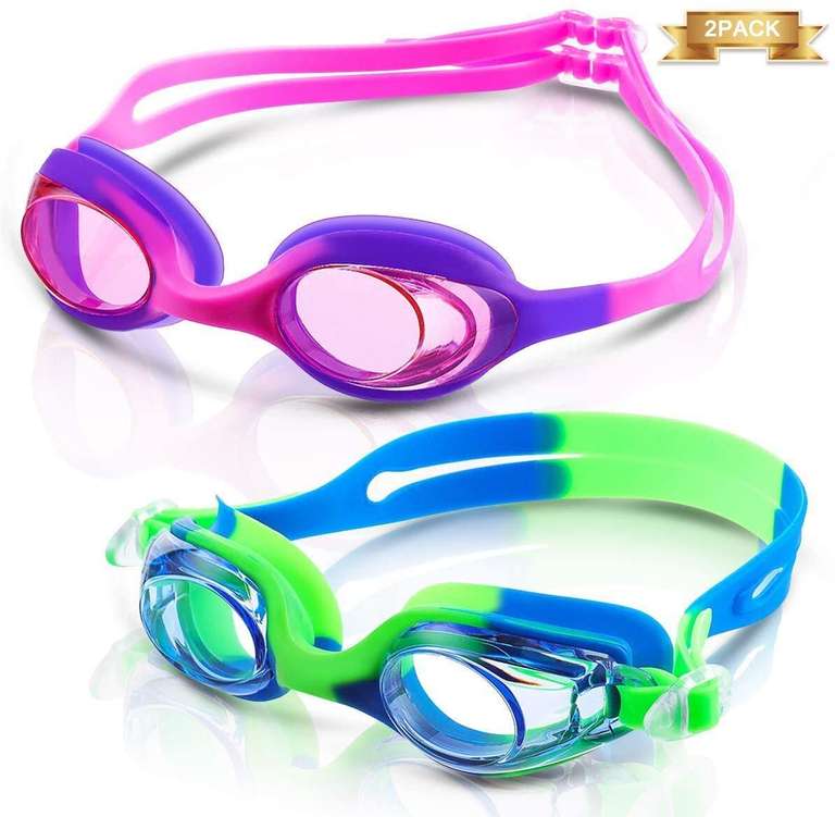Occhialini da nuoto per bambini 2 pezzi CAMTOA antiappannamento lenti colorate a specchio protezione UV