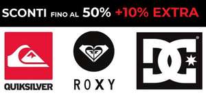 Fino al 50%+ 10% EXTRA Quicksilver, Roxy, DC Shoes