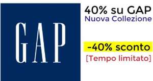 40% su GAP Nuova Collezione + 15% EXTRA nella sezione outlet