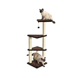 Albero per gatti a tre livelli, con torre, 40,6 x 40,6 x 118 cm, marrone