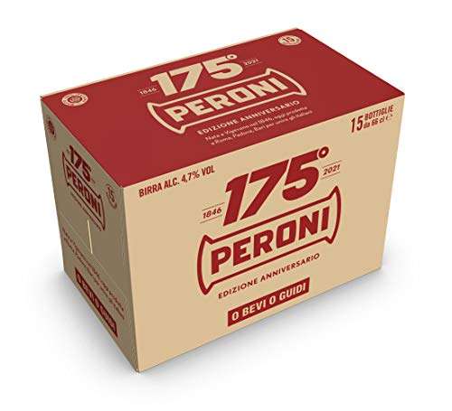Peroni Birra 175 Anniversario, Cassa Birra con 15 Birre in Bottiglia da 66 cl