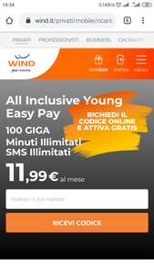 Wind minuti e SMS illimitati e 100GB per tutti a 11,99 euro/mese con attivazione gratuita