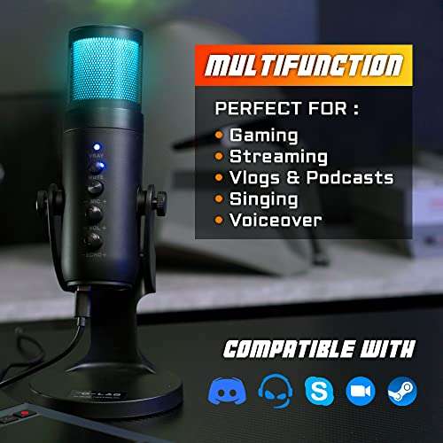 Microfono RGB da tavolo USB per - [Gaming, Streaming, Twitch, Youtube, PC/PS4/PS5 - NUOVO 2022]