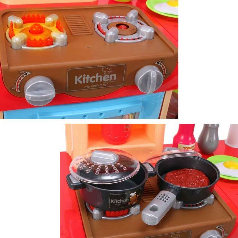 Cucina Giocattolo per Bambini [fornello, luci, suoni, 30+ accessori, 52x26x72cm]