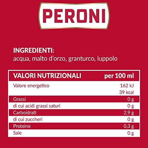 Birra Peroni - Cassa con 24 Birre in Lattina [da 33 cl, 7.92 L, 4.7% vol]