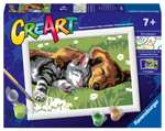 Ravensburger CreArt Serie E: Kit Pittura con Numeri | Cane e Gatto (bambini 7+ anni)
