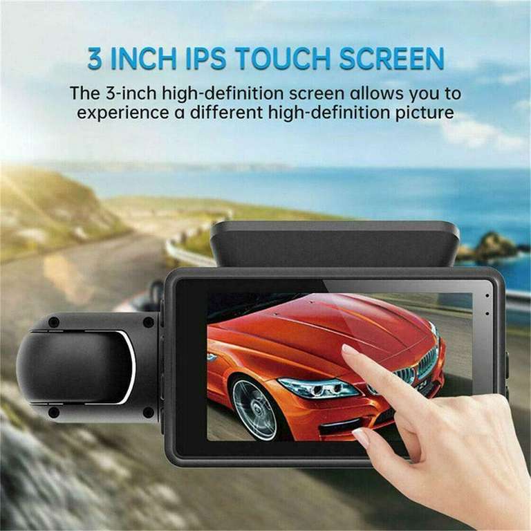 Dash Cam per auto [3" FHD 1080P IPS, doppia camera]