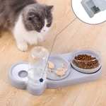 Dispenser d'Acqua e Cibo per Gatti con 2 Ciotole - Pratico Alimentatore 2 in 1