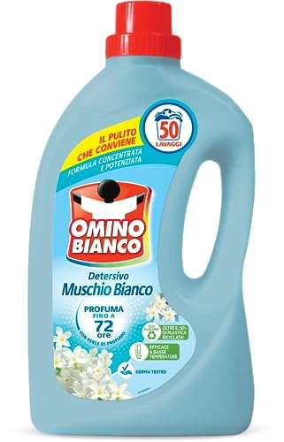 Omino Bianco - Detersivo Lavatrice Liquido, 50 Lavaggi, Essenza di Muschio Bianco, 2000 ml [Minimo 3]
