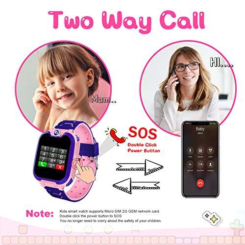 JUBUNRER Orologio Bambina Smartwatch Bambini con Telecamera Musica Orologio Telefono Chiamata Vocale SOS Giochi Sveglia