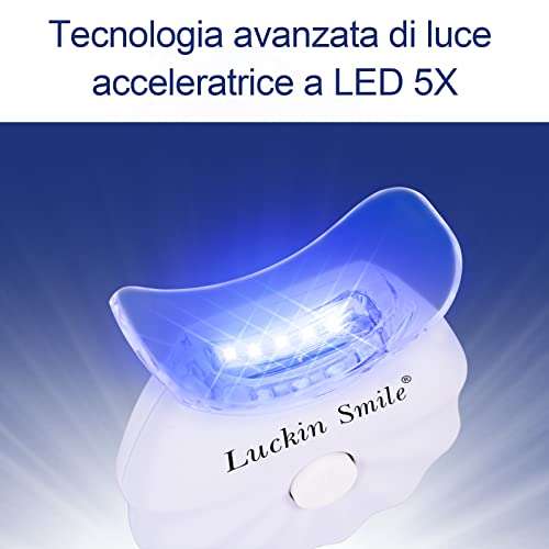 Kit Sbiancamento Denti Professionale, 3x3ml Gel Sbiancante Denti, 1x3ml Gel lenitivo, 5X Led, Rimuove Macchie e Riduce Sensibilità