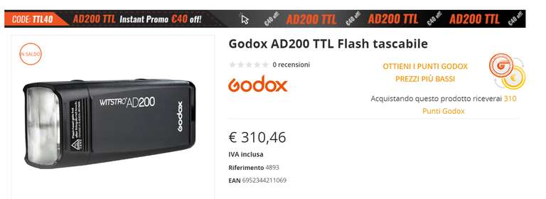 Godox AD200 TTL Flash tascabile - €40 in meno con codice sconto