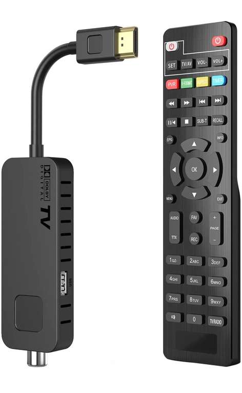 Dcolor Decoder DVB-T2 Ricevitore Digitale Terrestre HDMI TV Stick, Dolby Audio HD 1080P H265 HEVC Main 10 Bit