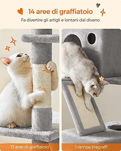Feandrea - Albero tiragraffi per gatti [206 cm, 5 livelli]