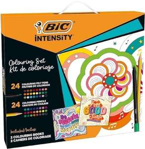 BIC Intensity Set: 24 Pennarelli e Matite Colorate, 2 Libri da Colorare, 50 Pezzi - Kit Creativo