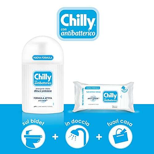 Chilly Detergente Intimo con Antibatterico [Confezione 4 flaconi, 300ml]