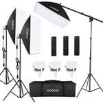 Andoer - Kit studio fotografico (3 Luci LED da 85 W, 3 Softbox, ecc)