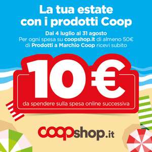 Acquistando su Coopshop.it ricevi un buono sconto da 10€ + consegna a domicilio gratuita