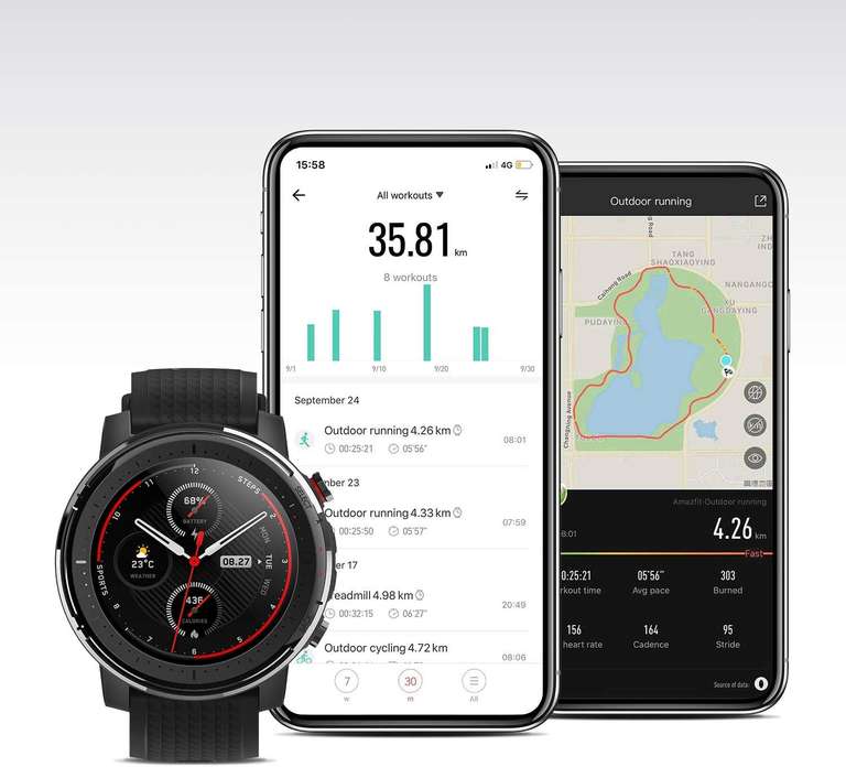 Amazfit - Smartwatch Stratos 3 [FIRSTBEAT, GPS Quad Track, 19 modalità sport]