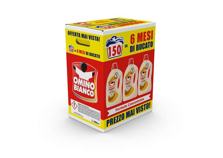 Omino Bianco - Detersivo Lavatrice Liquido, 150 Lavaggi 3 Flaconi