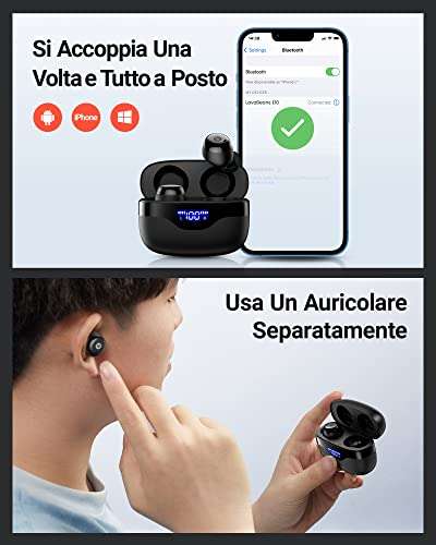 Auricolari Wireless Bluetooth [riproduzione 35H/IPX 8]