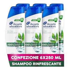 Head & Shoulders Tea Tree Rinfrescante Shampoo Antiforfora 250ml X6