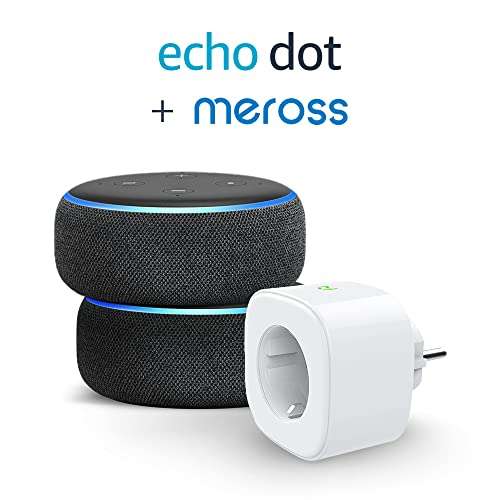 Kit Casa Intelligente: 2 dispositivi Echo Dot (3ª generazione), Tessuto antracite + Meross presa intelligente